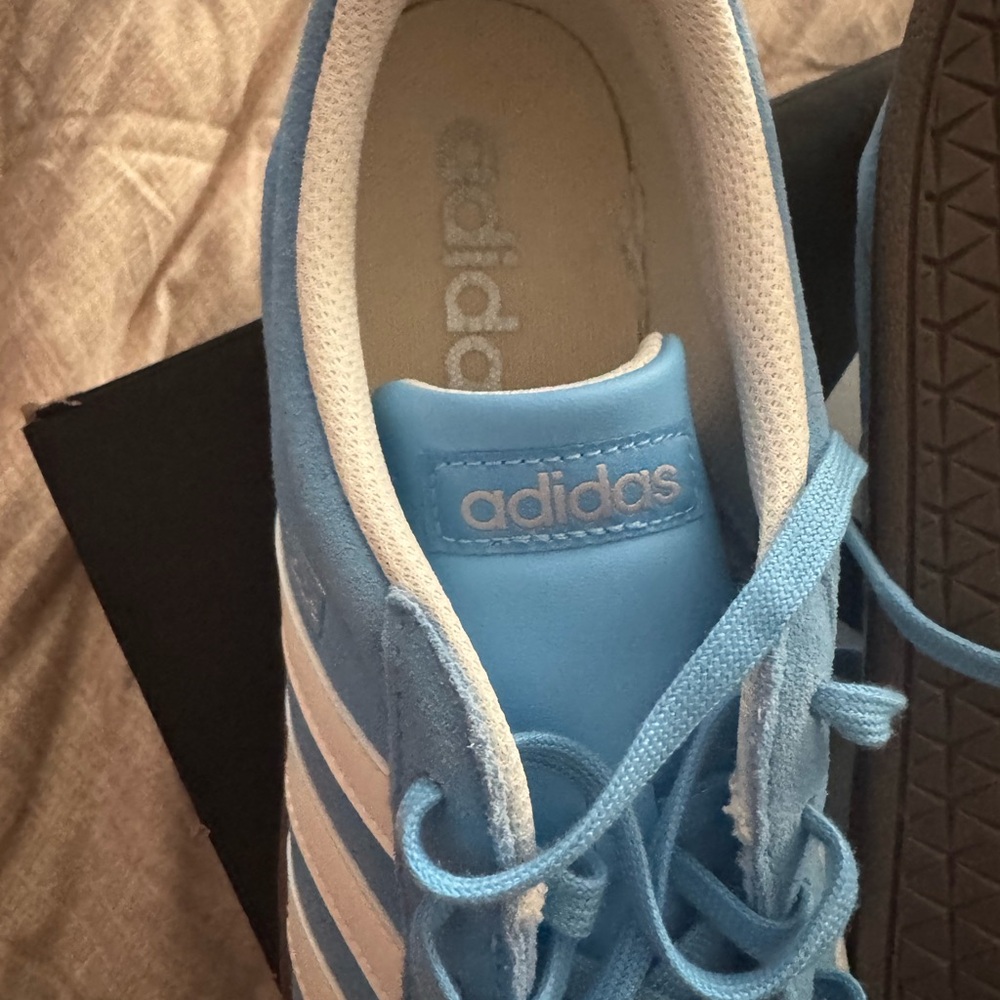 Adidas mens Light Blue and White Sneakers